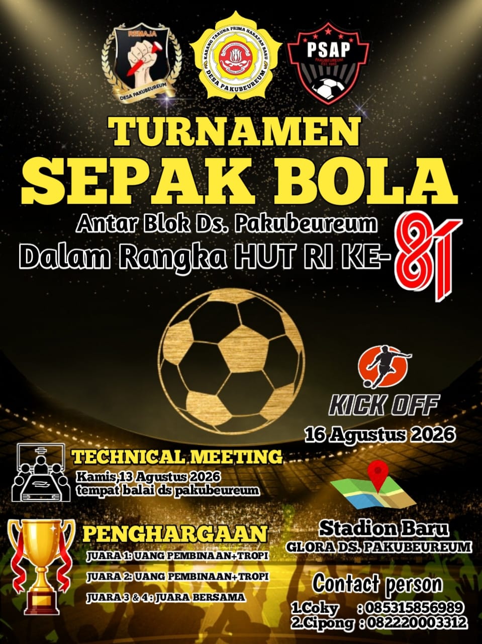 Turnamen sepak bola antar Blok Desa Pakubeureum